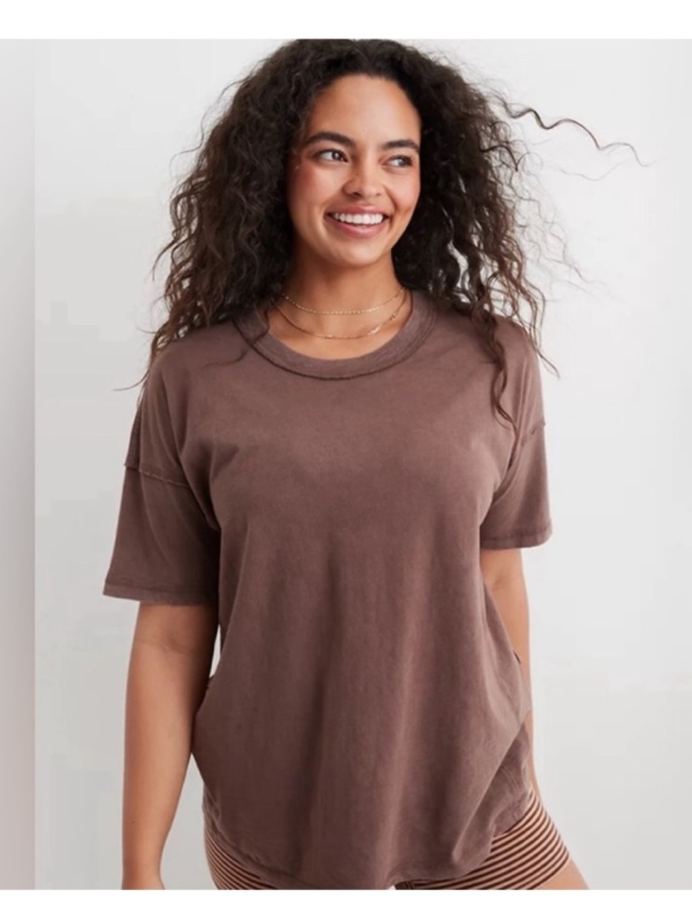 Aerie Oversized NWOT Everyday Relaxed Crewneck Tee - Brown